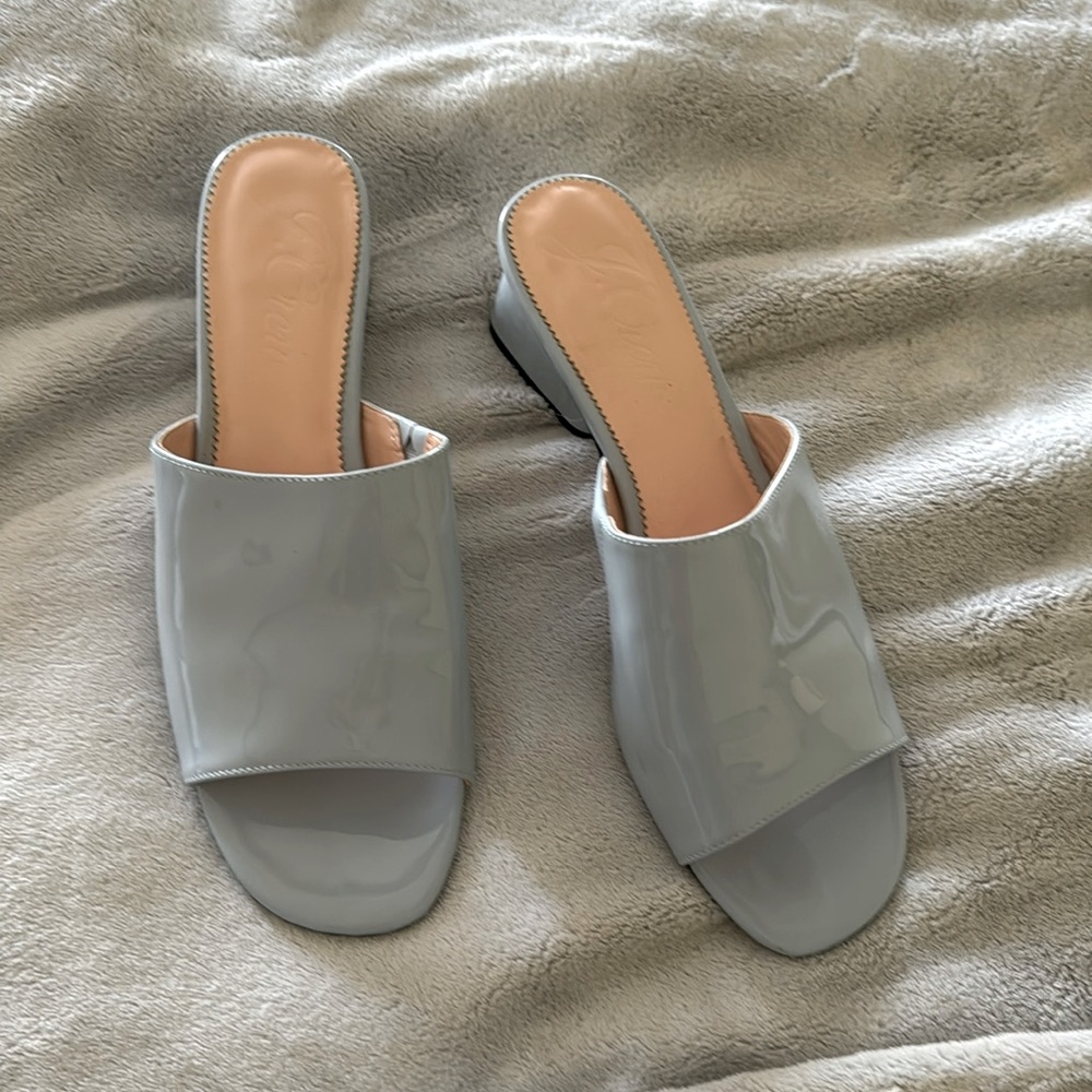 J Crew size 12 light blue open toe heel